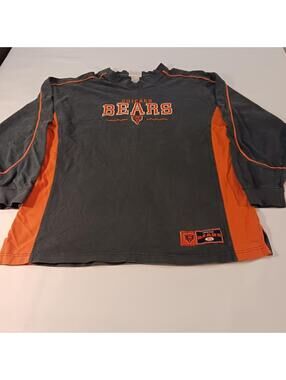 NFL Chicago Bears Football Mens Faded Black & Orange Shirt Long Sleeve XL